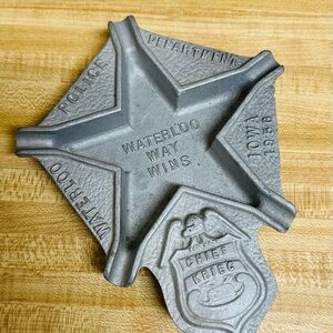 Police Vintage Ashtray Chief Krieg  Metal WATERLOO IOWA PD 1956